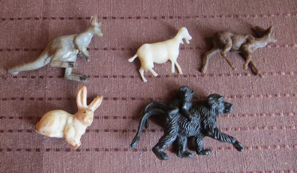Zestaw zwierzątek mini zoo plastikowe gumowe zabawki PRL