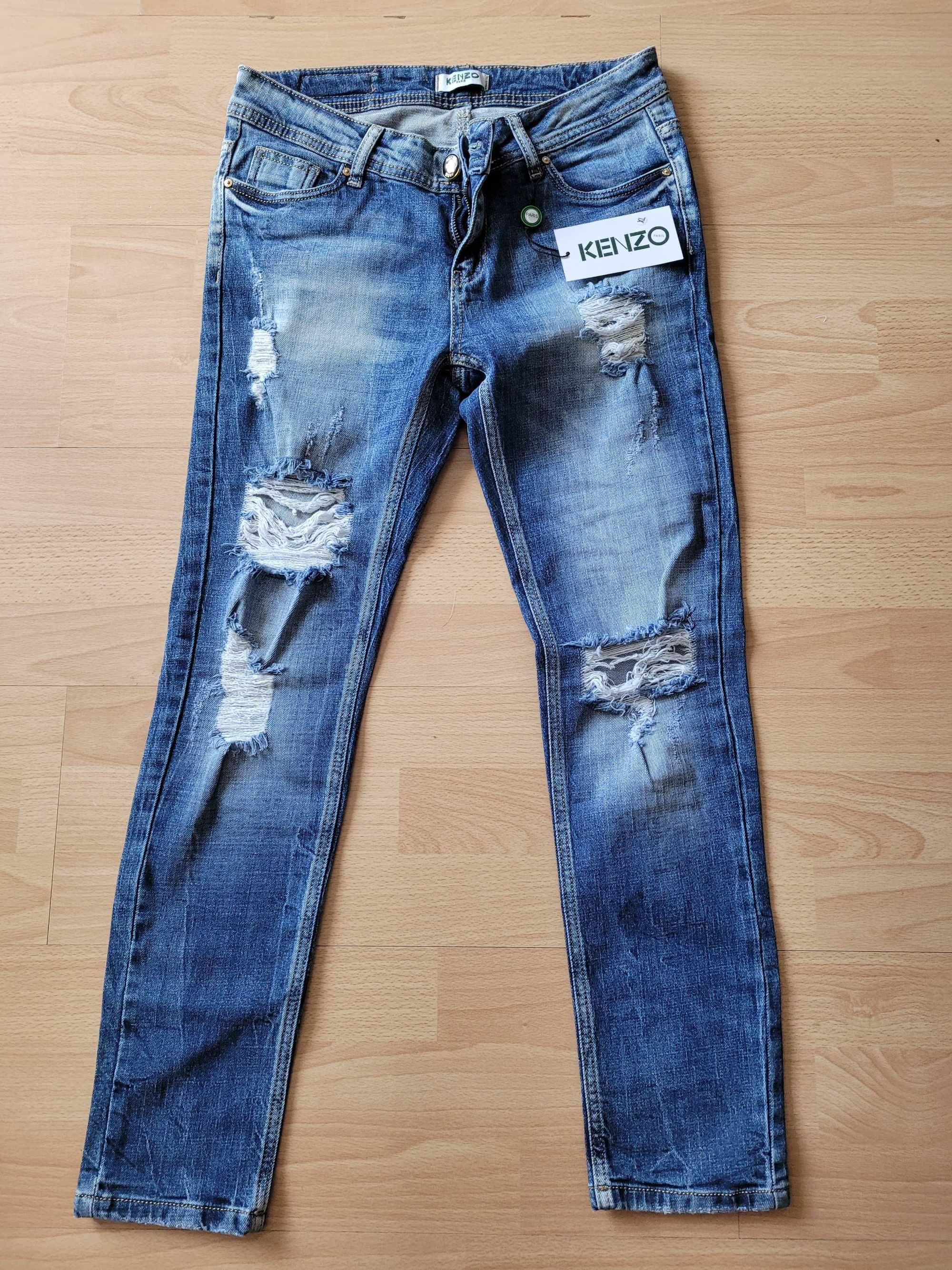 Super spodnie jeansowe damskie z dziurami KENZO - niski stan