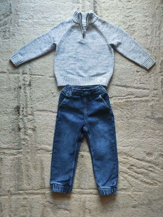 Komplet chłopięcy 104 jeansy joggery sweter H&M Cool Club Smyk