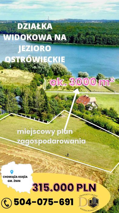 Działka widokowa na jezioro Ostrówieckie. 3000 m², mpzp.