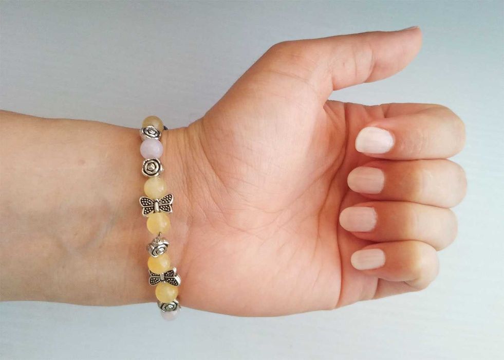 Продається браслет з натуральним цитрином, аметистом, рожевим кварцем