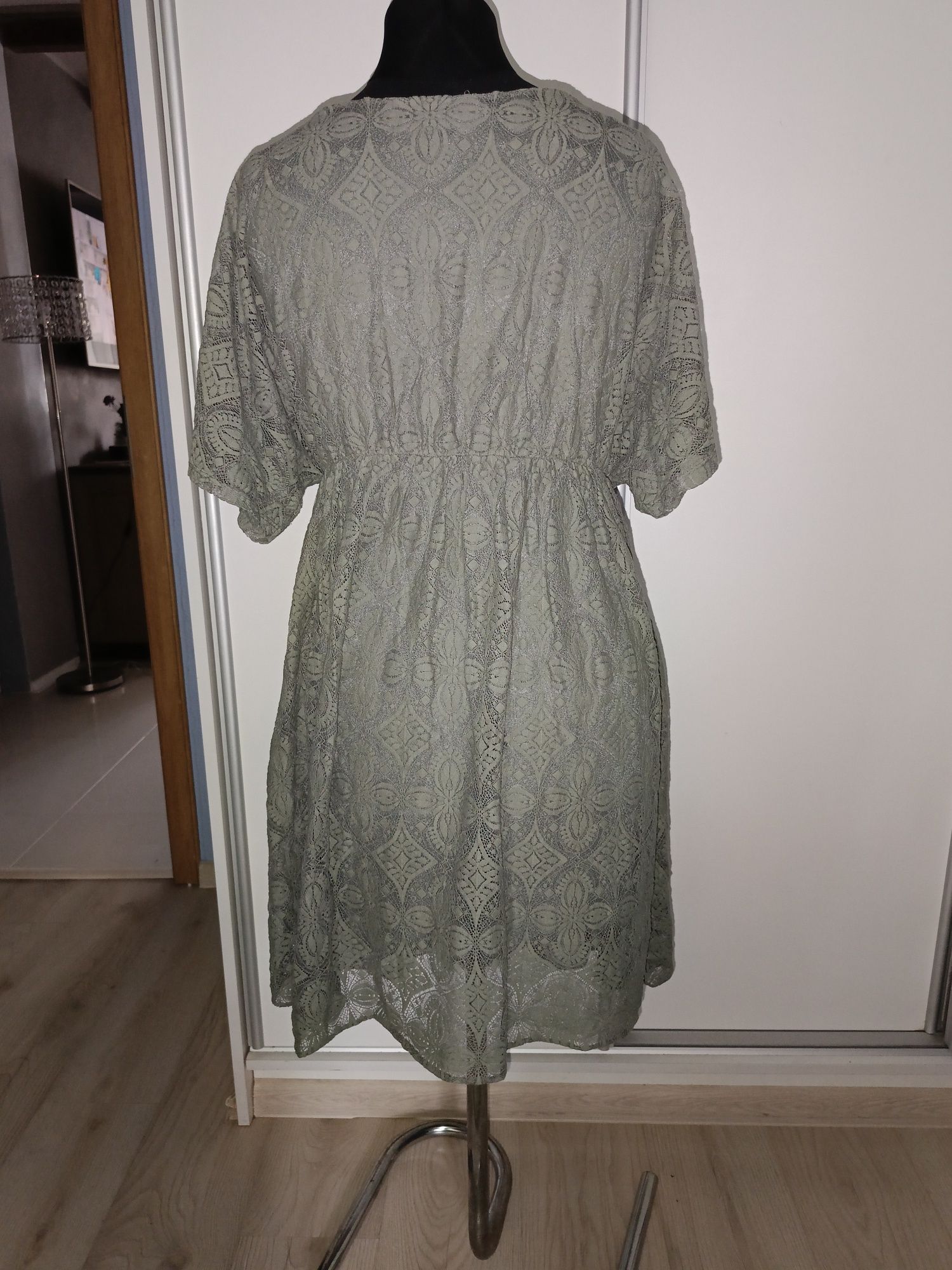 Oliwkowa sukienka ML bawełna