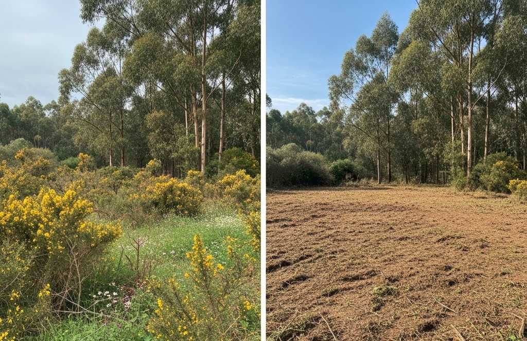Limpeza de terrenos com moto-roçadora