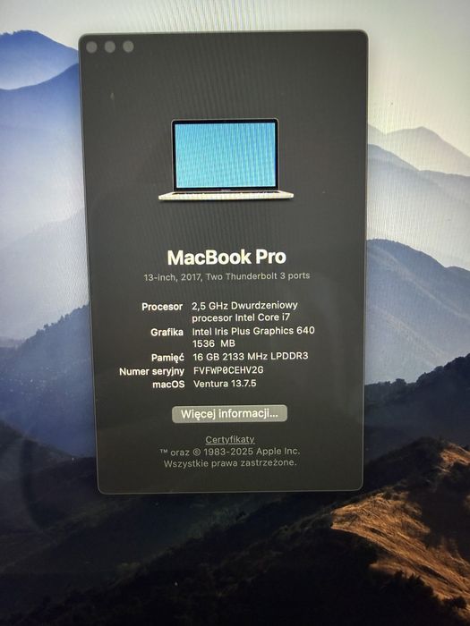 MacBook Pro 13” (2017) – Intel Core i7, 16 GB RAM, 512 GB SSD