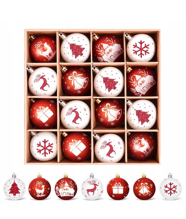 AMTEKER Bombki Choinkowe Zestaw 16 Sztuk 6CM Ozdoby Świąteczne