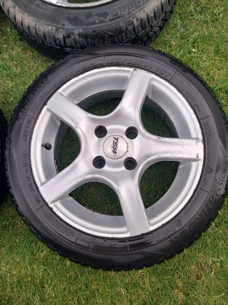 Felgi aluminiowe 14×5 wraz z oponami całorocznymi do peugot 107