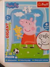 Puzzle Świnka Peppa Gigant Baby 12 elementów 2w1