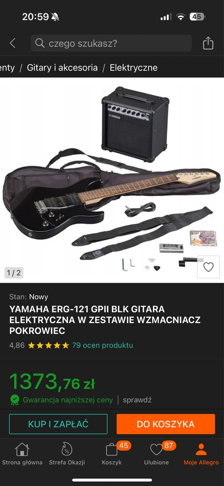 Gitara elektryczna yamaha nowa ze wzmacniaczem