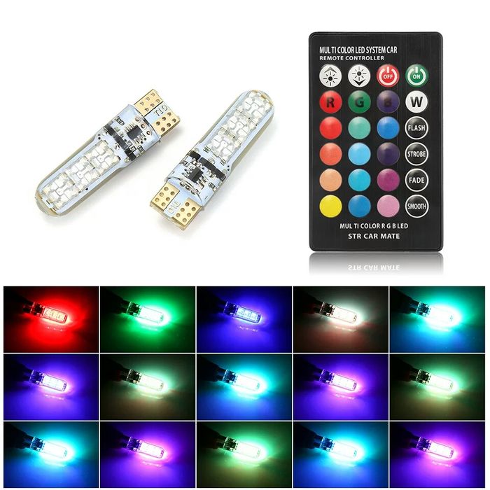 Габари́ты RGB w5w T10 + пульт + стробоскоп