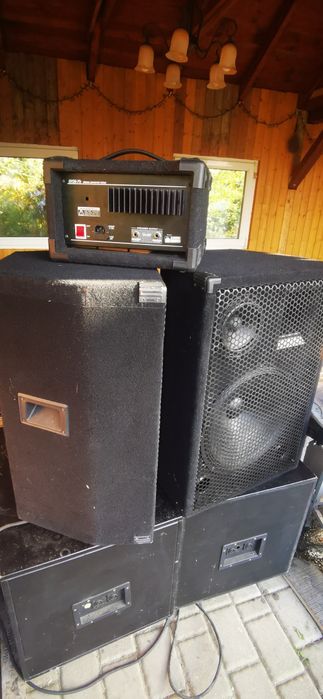 Sprzedam zestaw nagłośnienia kolumny estradowe stx 15+ powermixer ldm