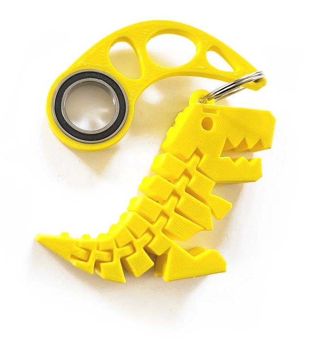 Brelok KEYRAMBIT Keyspinner + Dinozaur zółty  TIKTOK COMBO
