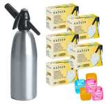 Saturator syfon do wody gazowanej srebrny 1L +50 naboi + 5 kostek lodu