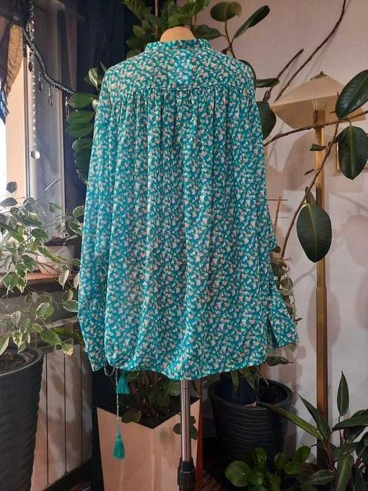 Turkusowa bluzka w drobne kwiatki - H&M