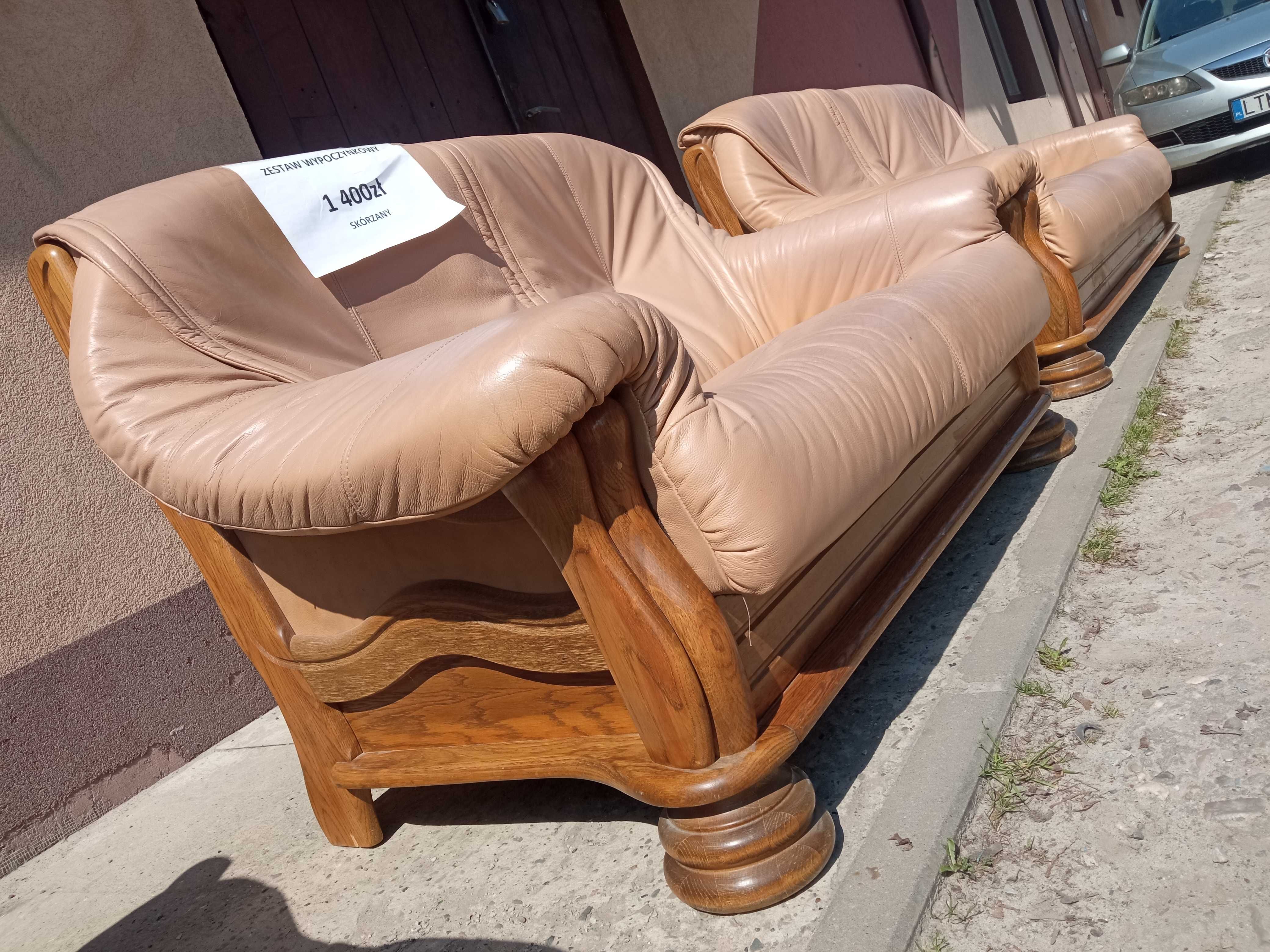 Wypoczynek z Niemiec 3+2 Sofa prawdziwa skóra DOWÓZ DO DOMU