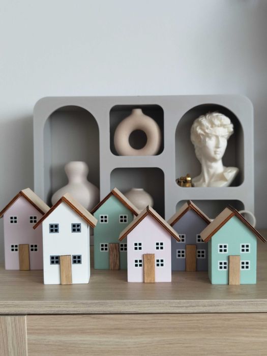 Domek Kamieniczka drewniane pastelowe