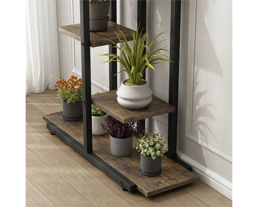 Kwietnik Stojak na Rośliny Kwiaty Rustykalny Regał Drewniane Półki