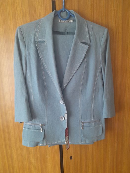 Zhivago lniany komplet zestaw spodnie marynarka 40 42 next jesień h&m