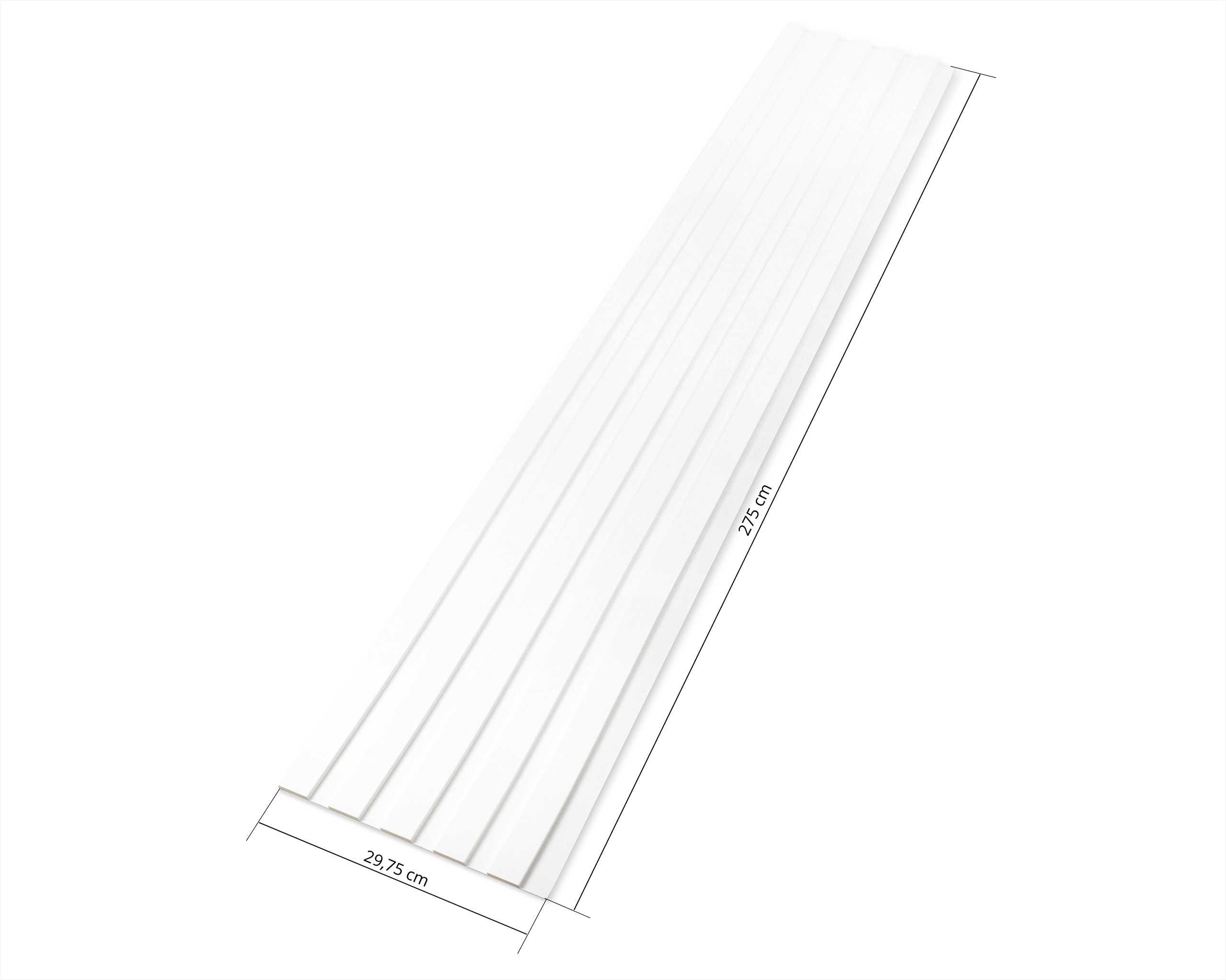 Lamele ścienne na białej płycie HDF - 275 cm x 29,75 cm - Dąb i inne