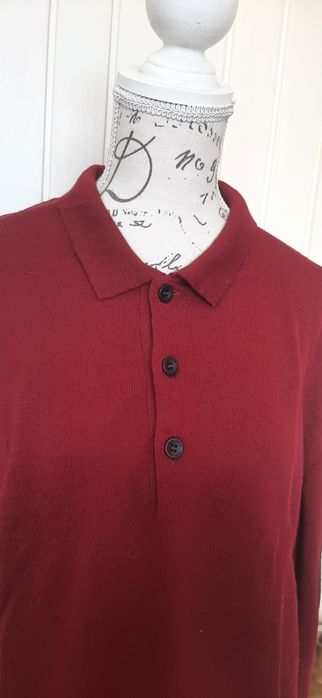 Burgundowy  męski wełniany sweter z kołnierzykiem maerz 42 44