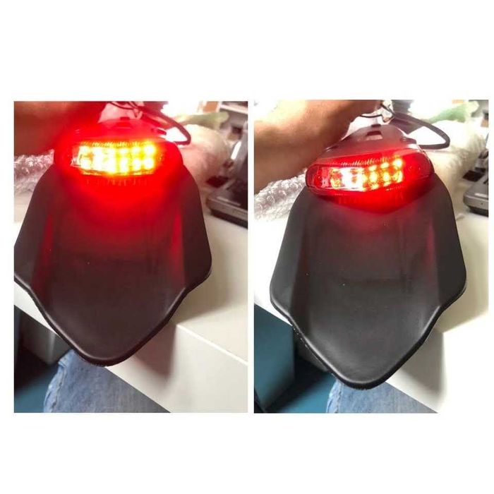 Suporte matrícula guarda-lama farolim traseiro LED moto enduro cafe