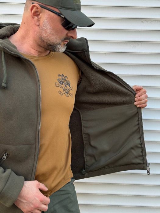 Кофта флісова тактична з капюшоном Грізлі Койот/Олива