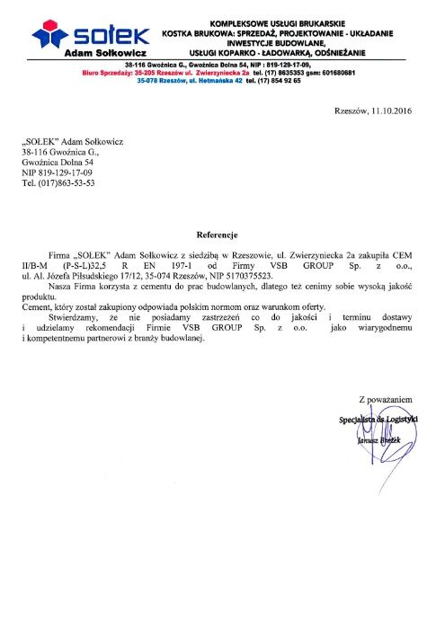 Cement workowany  CEM II/A-LL 42,5 R TIR Bochnia