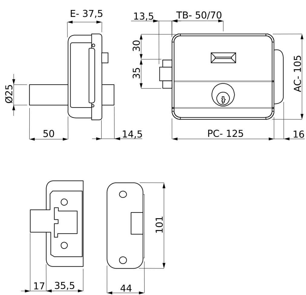 Fechadura trinco electrico Dorcas para porta de prédio MOD.D96P.BC