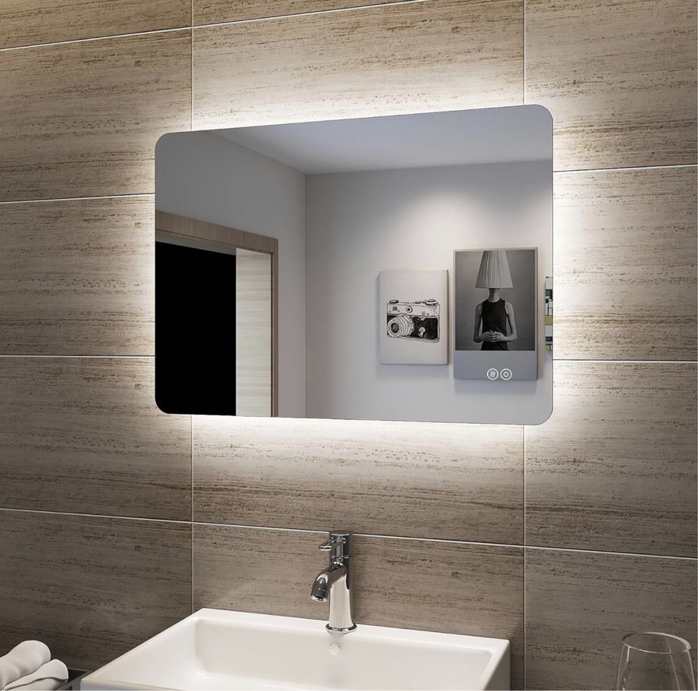 Nowe SONNI duże lustro LED do łazienki, salonu, sypialni 70x50 cm!