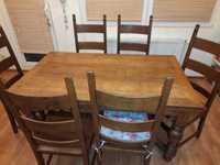 Stół dębowy rozkładany lite drewno + 6 krzeseł dębowych solidne