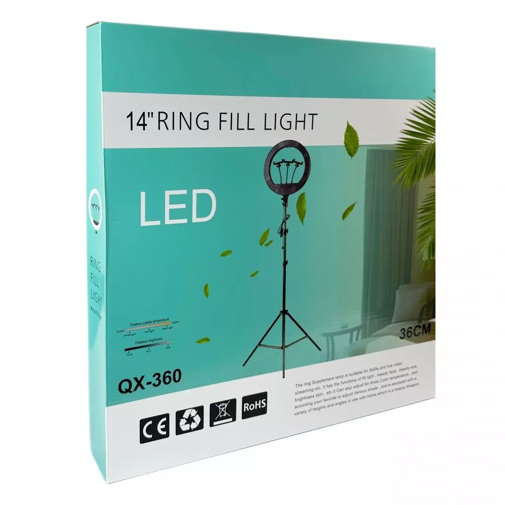 Лампа Кольцевая LED 36 cm 14" | 192 Lights | USB QX-360