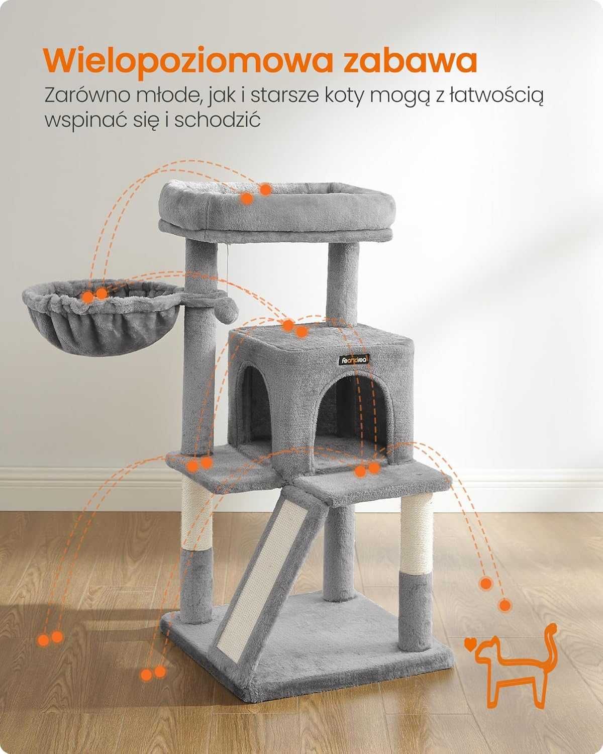 Drapak dla kota 96cm kotów szary Legowisko Słupek do drapania
