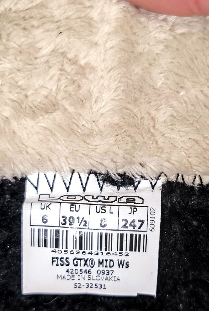 Ботинки зимние Lowa Fiss gore tex mid ws, кожа,мембрана,полиуретан39р.