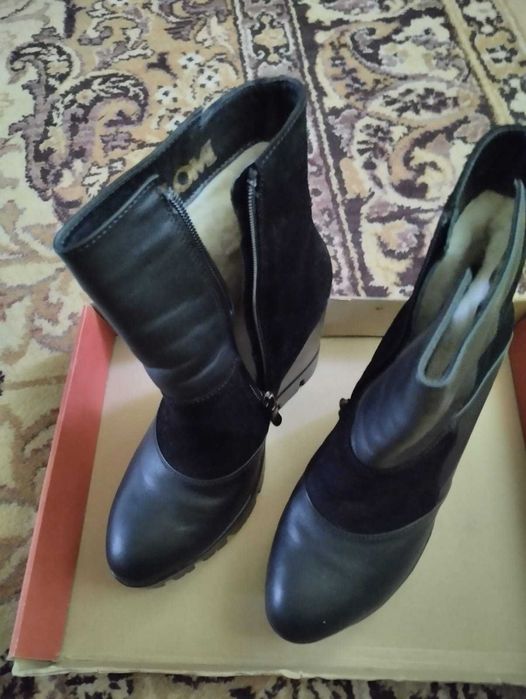 Сапоги кожаные на меху