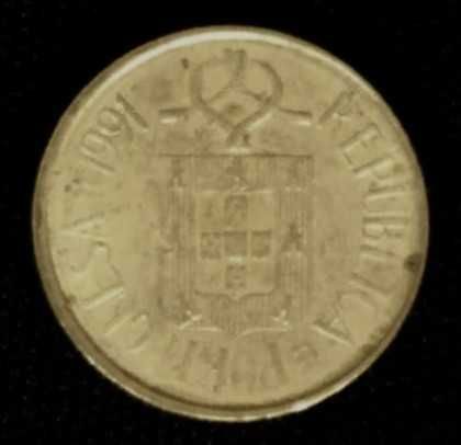 Moeda de 1 escudo níquel-latão - Portugal - 1991