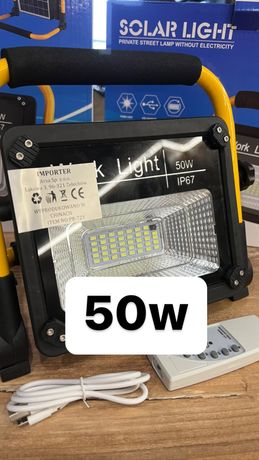 Мощный прожектор фонарь solar 50w аккумулятор солнечная панель