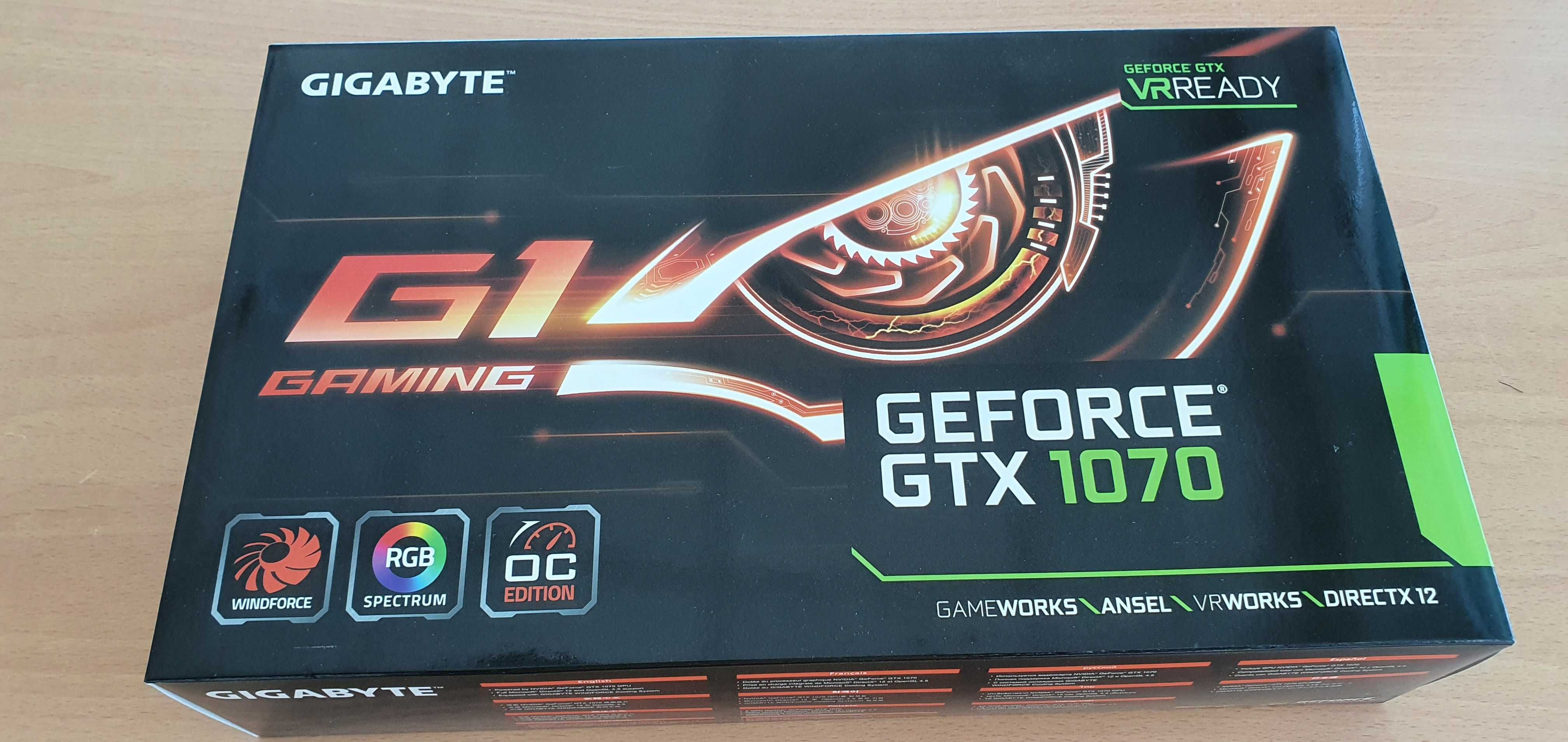 Gráfica Gigabyte Nvidia GTX 1070 G1 Gaming 8GB GDDR5X / 256 Bit PCIE3