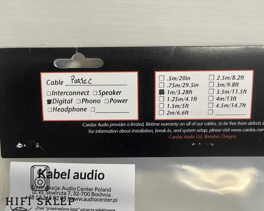 Cardas PARSEC - Kabel cyfrowy coaxial RCA na BNC 1m