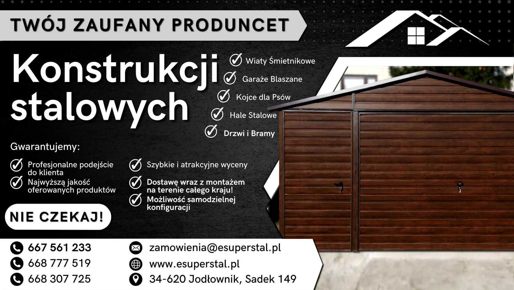 Garaż blaszany drewnopodobny na wymiar 4x5 4x6 4x7 5x5 5x6 5x7 6x5 6x6