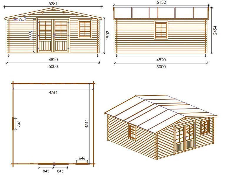 Drewniany domek ogrodowy altanka 5x5 m 25m2 DOM591