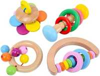 Zabawki dla niemowląt bezpieczne drewniane grzechotki 4 szt. N396