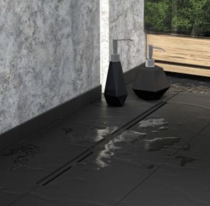 Nowy Laveo Slim odpływ prysznicowy 90 cm ruszt wąski czarny COS790D