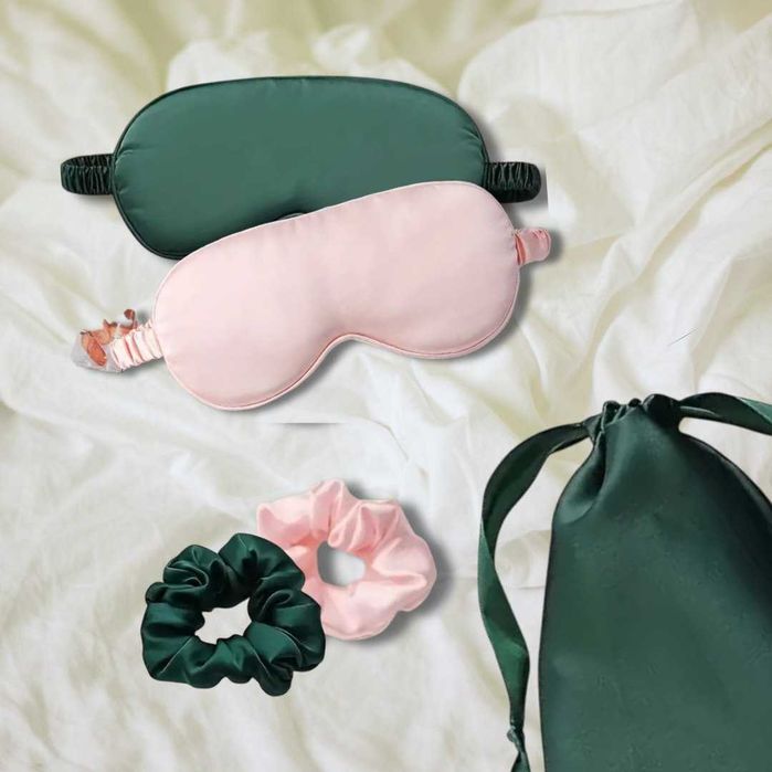 Шовковий набір для, маска для сну, резинка, мішечком для зберігання