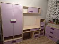 Piękne fioletowe meble dziewczęce + fioletowa lamka biurkowa gratis!