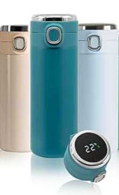 Kubek termiczny LCD termos z wyświetlaczem zielony turkusowy 400ml