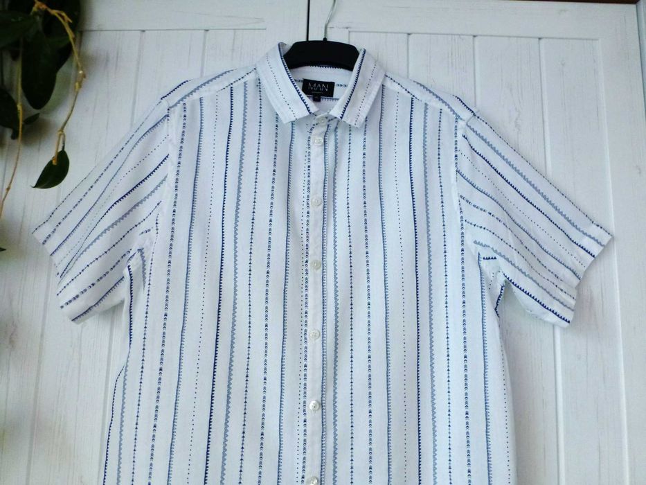 BoohooMAN męska letnia koszula z krótkim rękawem M