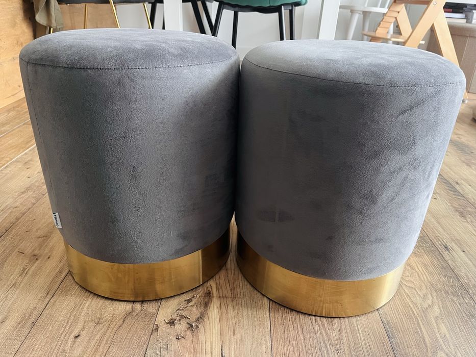 Puf, pufy 2szr szary/siwy/złoty