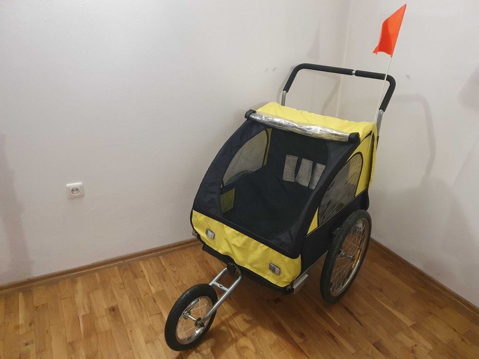 Przyczepka rowerowa dwuosobowa, wózek Sportiko, bagażnik, stan bdb!!