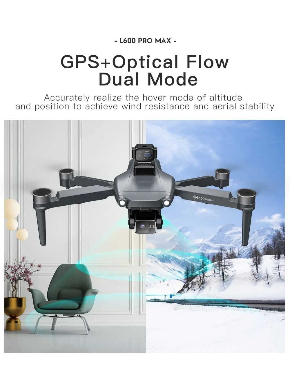 Dron L600-1 PRO MAX 3-Axis Gimbal GPS WiFi LCD SD w pilocie.