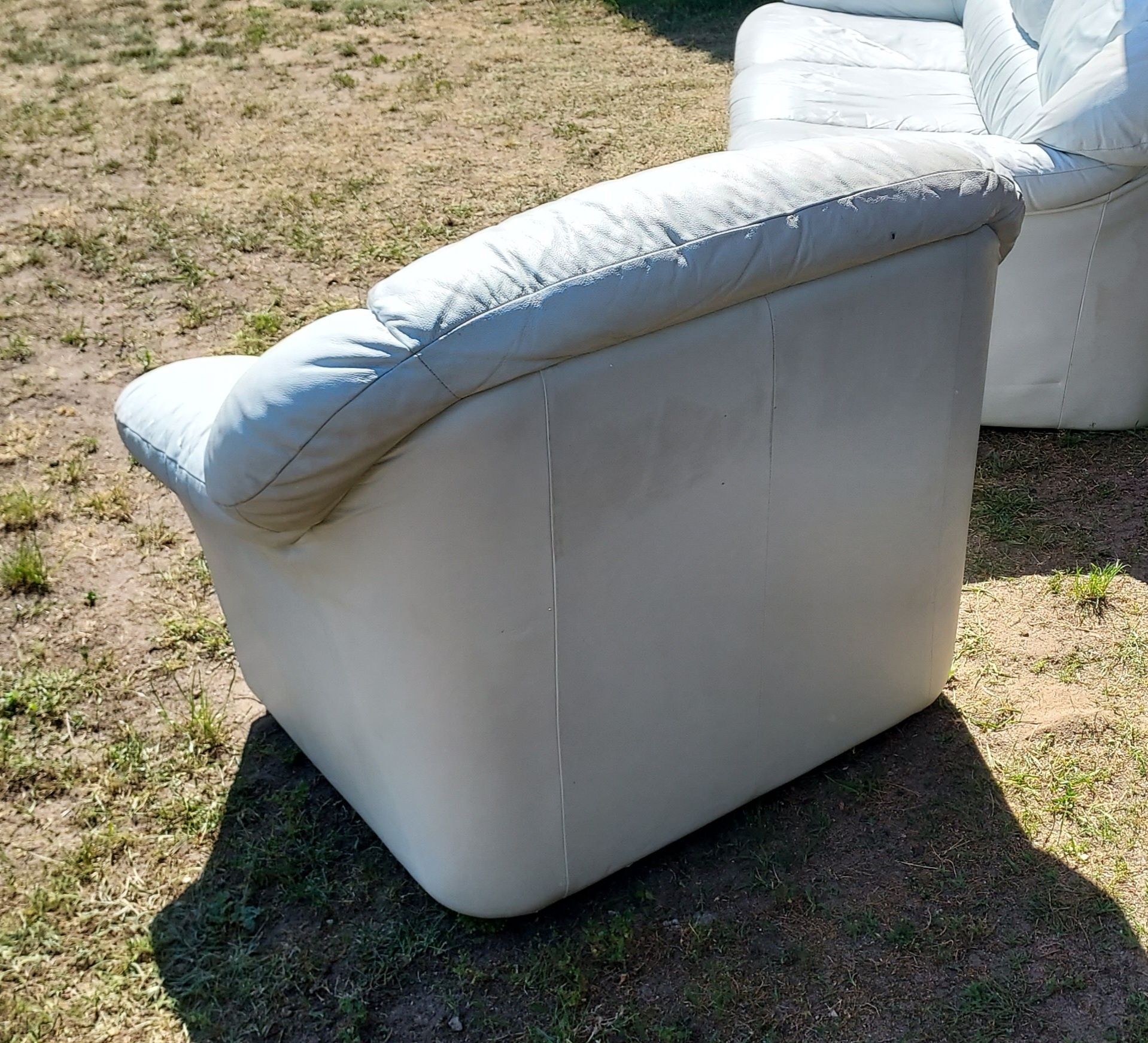 Sofa rozkładana plus fotel skóra naturalna