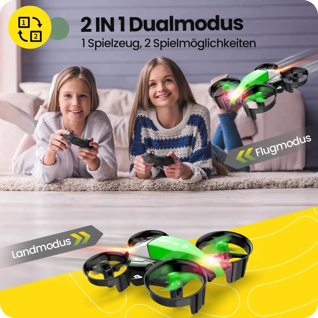 Mini dron dla dzieci, 2 w 1, Quadrocopter RC